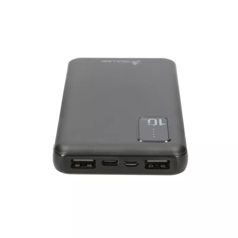 Power bank Extralink EPB-098B 10000 mAh, LiPo, 2× USB-A + 1× USB-C, juoda