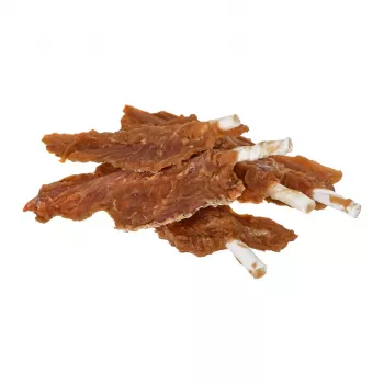 Šunų skanėstai PETITTO vištienos filė ant lazdelės 500 g – paukštienos dietinis užkandis, 500 g plastikinė pakuotė