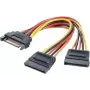 Maitinimo Y adapteris Renkforce 1× SATA maitinimo kištukas 15 kontaktų į 2× SATA maitinimo lizdus 15 kontaktų, 0,15 m, juoda/raudona/geltona