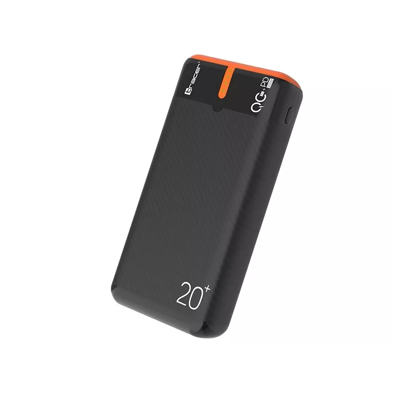 Nešiojamas įkroviklis TRACER EnerGen 20000 mAh, Power Delivery 20W, USB-C įvestis, 2×USB-A išėjimai, 3 įrenginių palaikymas, oranžinė