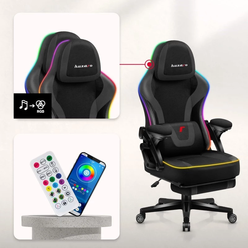 Žaidimų kėdė Huzaro HZ-FORCE 4.6 RGB Black Mesh