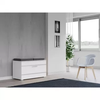Uždara batų spintelė OPAL SZAFKA BIEL – balta, medžio drožlių plokštė, W850×H450 mm, 16 mm rėmas