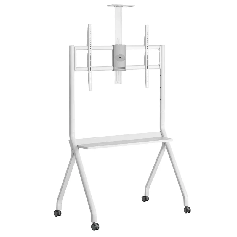 Grindinis stovas televizoriui MACLEAN MC-114 W, 55–100 colių, baltas, VESA iki 900x600, maks. apkrova 120 kg, aukštis 115–152 cm, lentyna