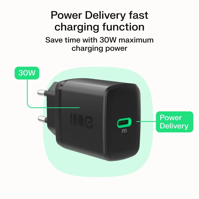 Green Cell PowerSource Solo30 30W Juodas – USB-C vieno prievado maitinimo adapteris
