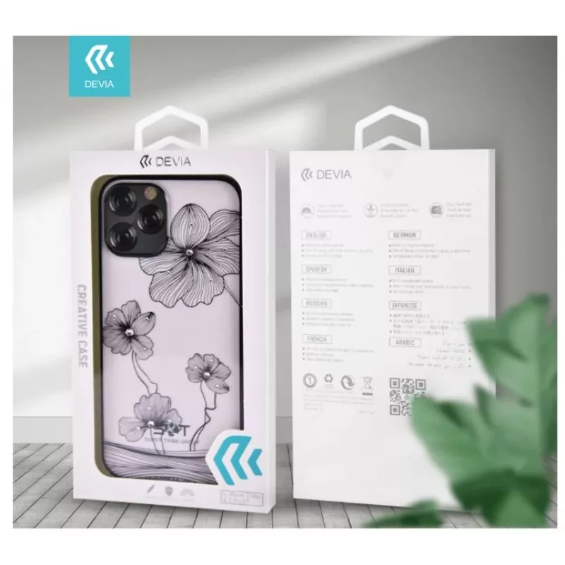 Apsauginis dėklas telefonui Devia Crystal Flora, iPhone 12 Pro Max, skaidri mėlyna, plonas