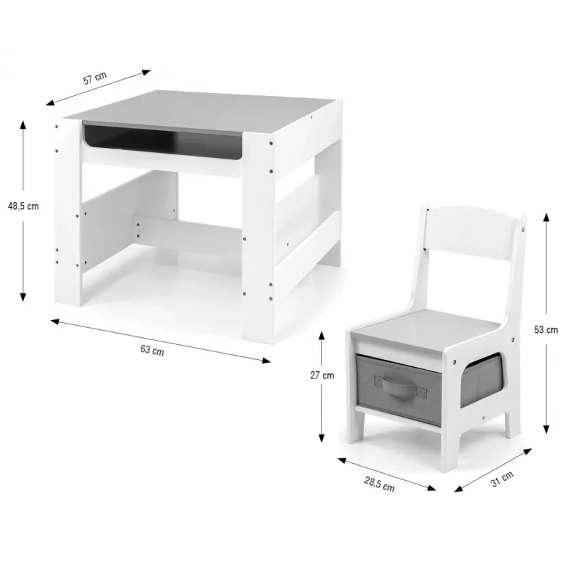 Vaikiškų baldų komplektas Milly Mally Sven White – modelis 5488, baltas