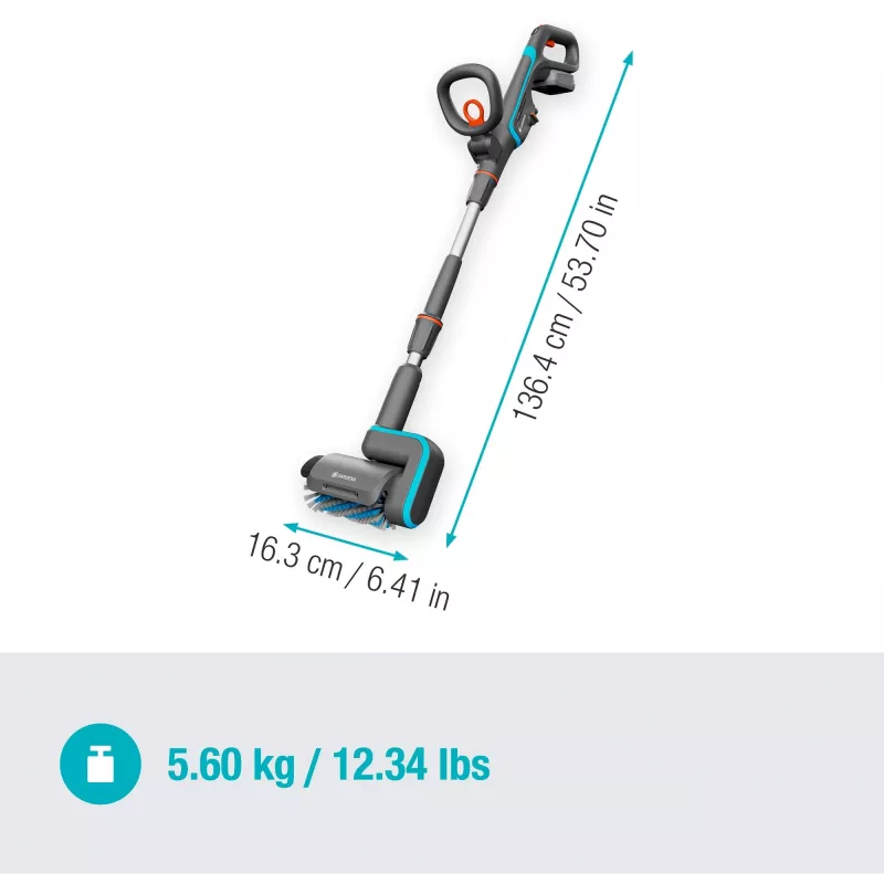 Akumuliatorinis kietų grindų valiklis AquaBrush Universal 18V P4A, pilkai/turquoise, Li-Ion akumuliatorius 2,5Ah P4A, POWER FOR ALL ALLIANCE