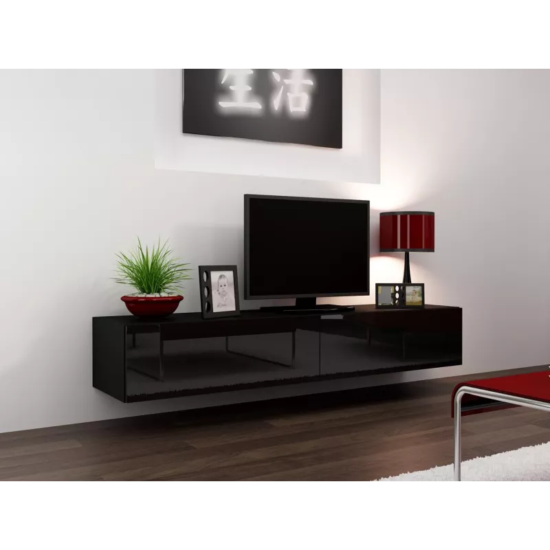 Cama TV stovas VIGO '180' 30/180/40 juodas/juodas blizgus