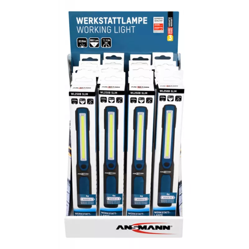 Rankinis žibintuvėlis Ansmann WL250B juodas mėlynas COB LED 3W 215lm