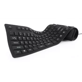Silicone klaviatūra Gembird KB-109F-B juoda USB+PS/2