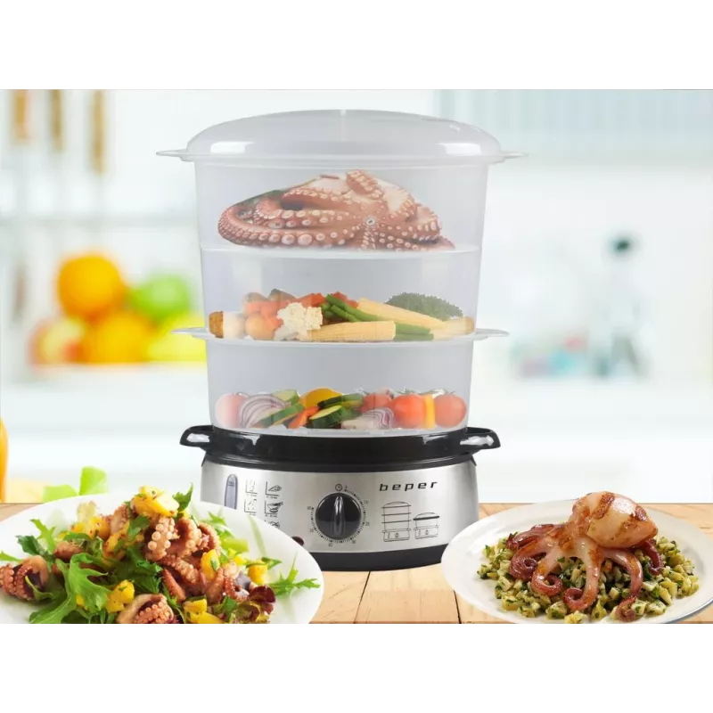Garinis puodas Beper BC.250 3 krepšeliai 800 W nerūdijantis plienas