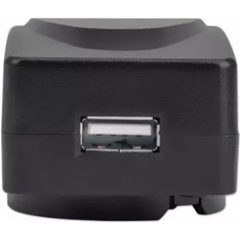 Manhattan USB-A sieninis įkroviklis su UK/EU/USA adapteriais, mobiliesiems įrenginiams, juodas