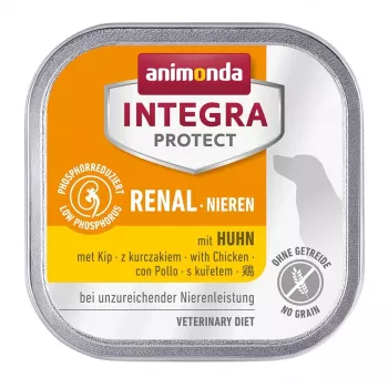 Šlapias šunų maistas animonda Integra Protect Nieren su vištiena 150 g – suaugusiems šunims, inkstų palaikymui, be grūdų ir be glitimo