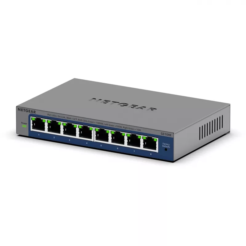 NETGEAR GS108Ev4 8 prievadų Gigabit Ethernet valdomas L2/L3 jungiklis