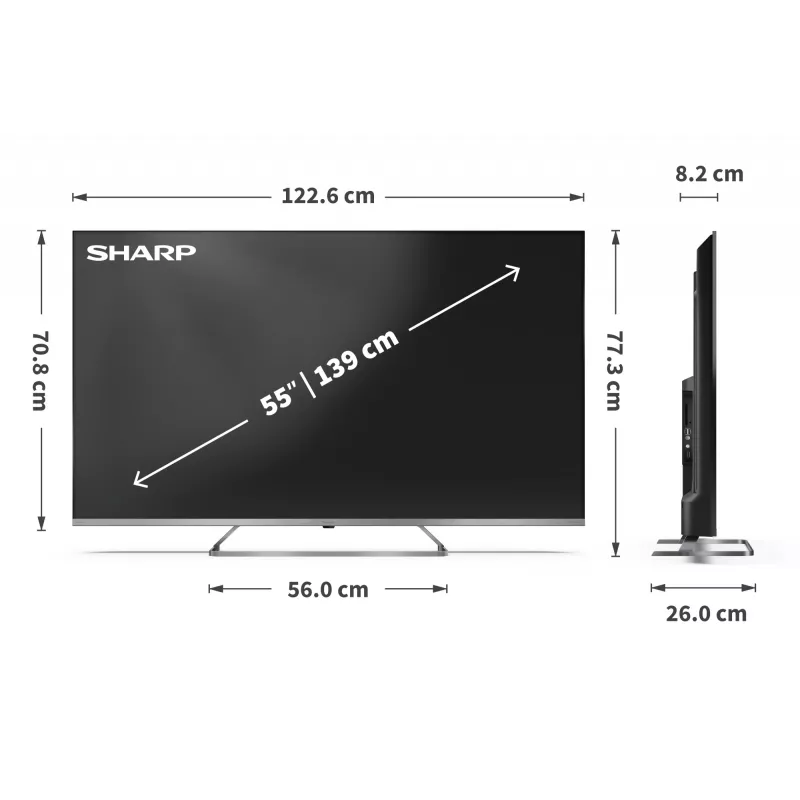 Sharp 4K Ultra HD QLED MiniLED televizorius 55JP7265E – 55 coliai, Google TV, UHD