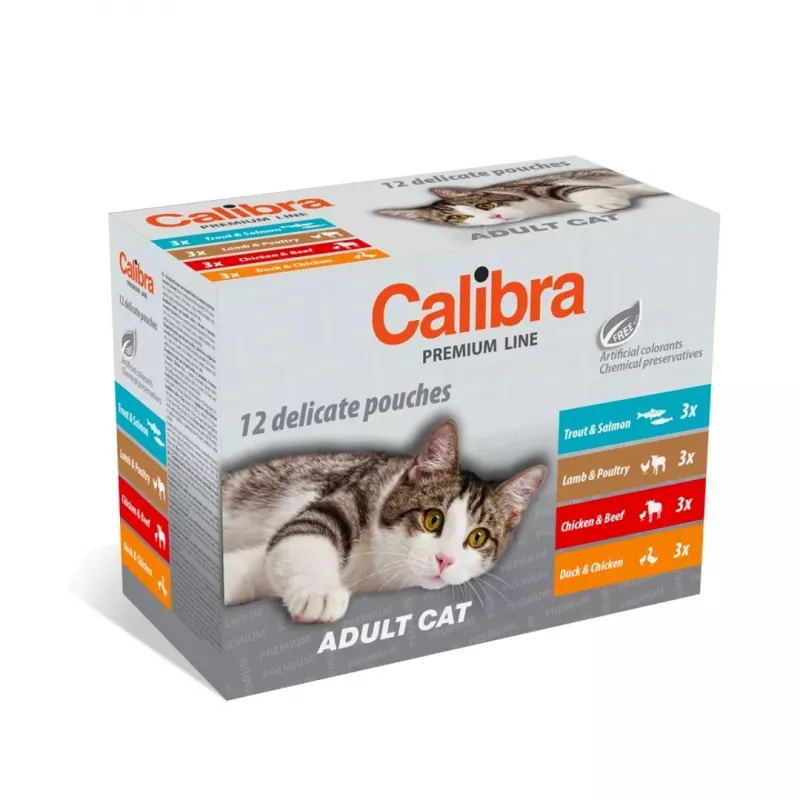 Šlapias kačių ėdalas Calibra Premium Adult multipack 12×100 g