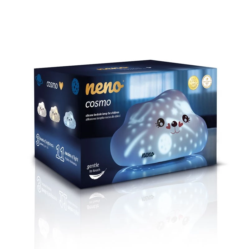 Nešiojama naktinė LED lempa neno COSMO, silikoninė, 3 ryškumo lygiai, balta