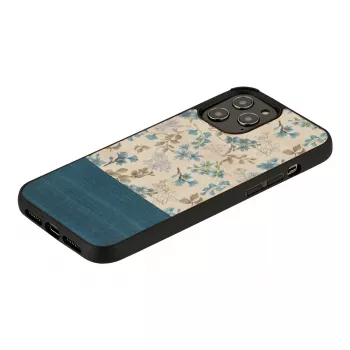 Dėklas iPhone 12 Pro Max man and wood – mėlyna gėlė juodame fone