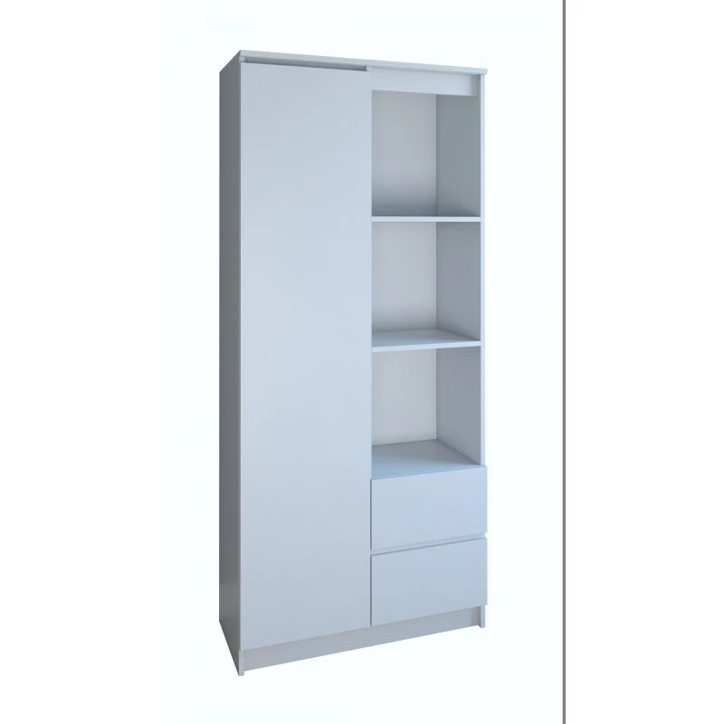 Biuro spinta Top e Shop RS-80 BILY BIEL, balta medžio drožlių plokštė, 7 lentynos, 800×350×1800 mm