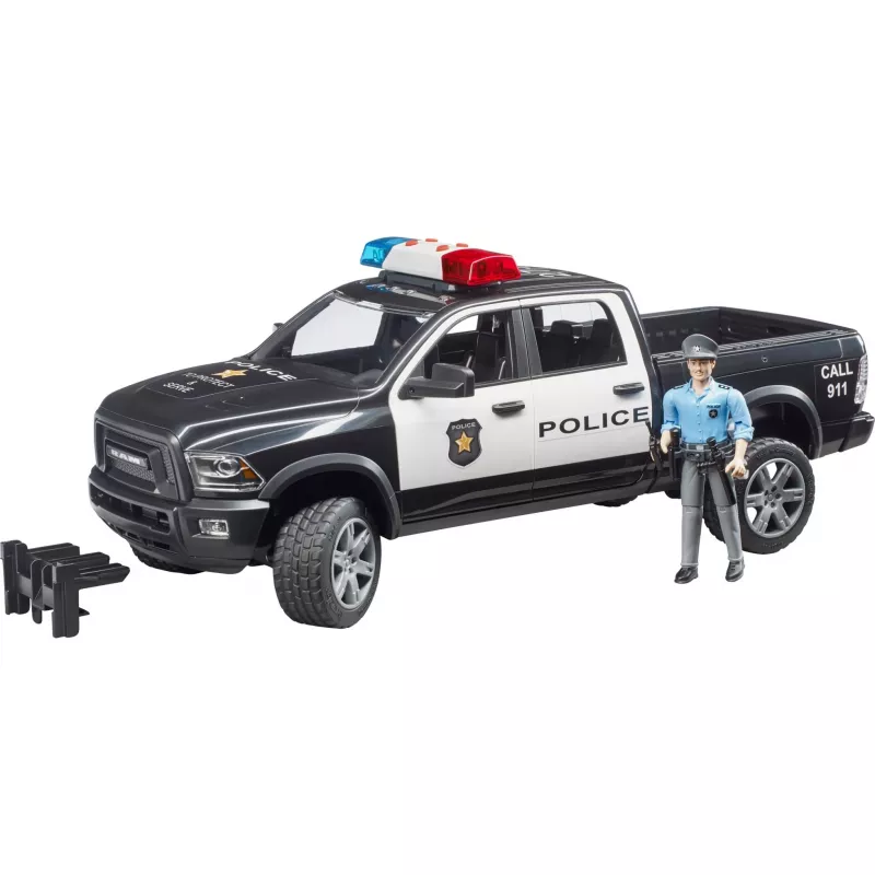 Policijos pikapas BRUDER RAM 2500 Police 02505 – mastelio modelis, žaidimų transporto priemonė