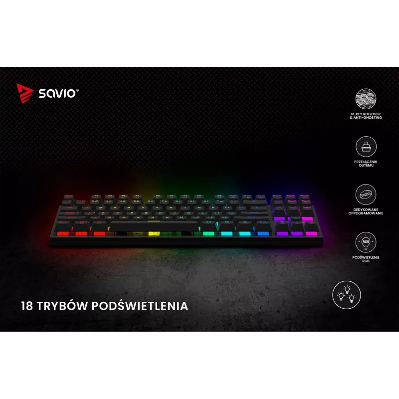 Mechaninė klaviatūra RGB Tempest X2 Outemu Blue Savio Savgk-tempest X2 Bl