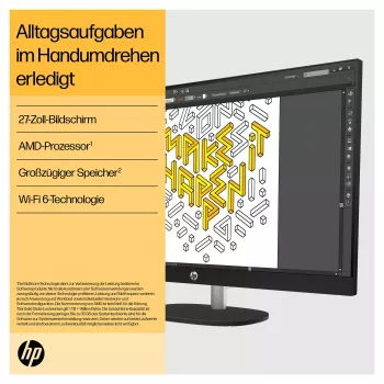 HP 27-cr0471ng All-in-One - Ryzen 7 7730U - RAM 16 GB - SSD 512 GB - NVMe - Radeon Graphics - 1GbE, Wi-Fi 6, Bluetooth