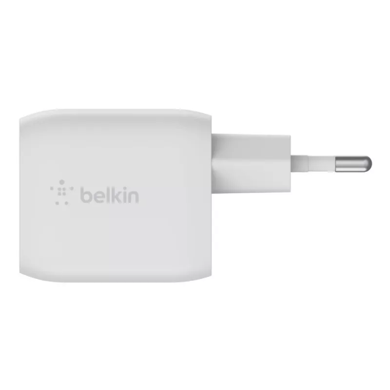 Belkin WCH011vfWH baltas greitas AC įkroviklis su GaN technologija, 2x USB-C, 45 W