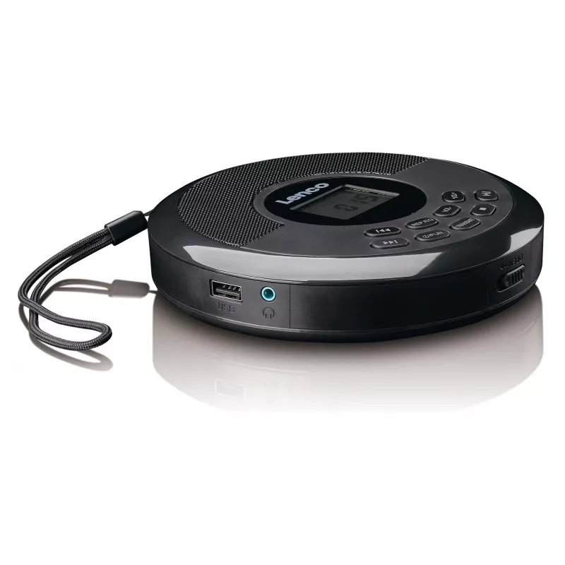 Nešiojamas CD grotuvas Lenco CD-340BK – juodas, kompaktiškas