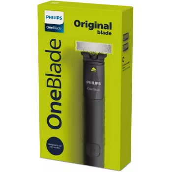 Foilinis skustuvas ir trimeris Philips OneBlade QP1424/10 — anglies spalvos, maitinamas baterija, 30 min veikimo laikas, barzdos šukos