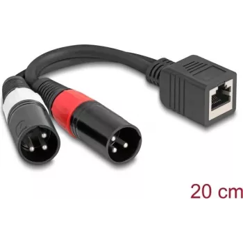 DeLOCK garso kabelis 0,2 m RJ-45 2 x XLR (3 kontaktų) Juoda 88179