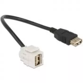 Delock USB 2.0 Keystone modulis: A tipo lizdas 250° – A tipo lizdas, kabelis 0,24 m