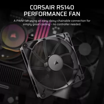 Ventiliatorius Corsair RS140 14 cm juodas 330-1700 RPM 0.11-3.46 mmH2O