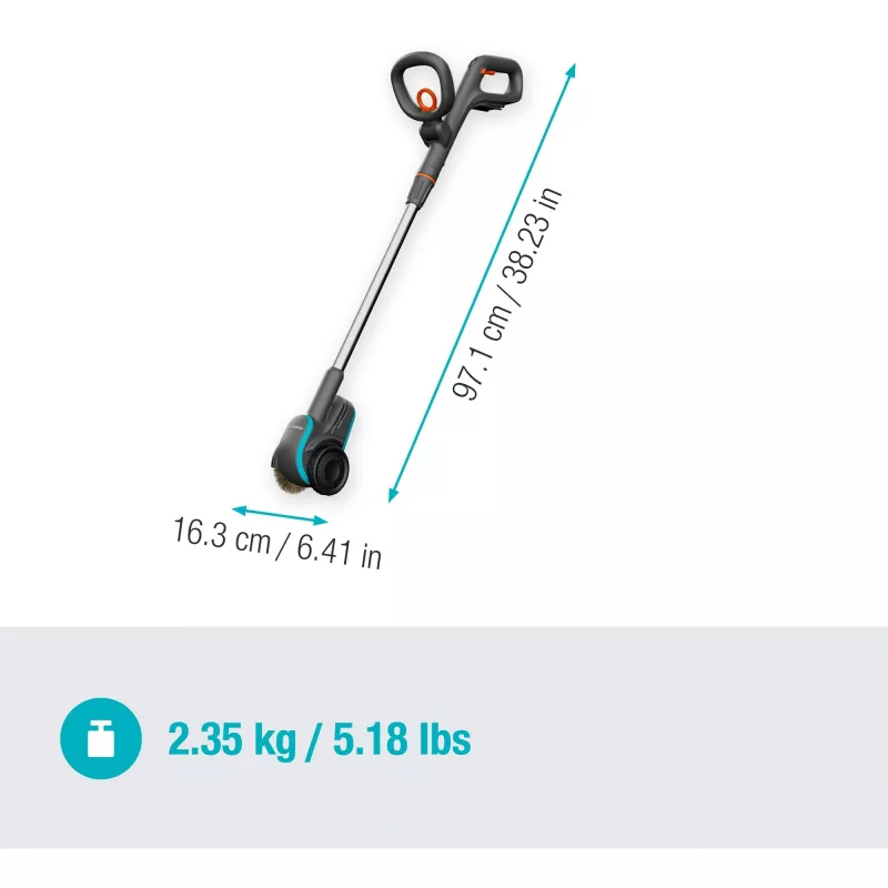 Gardena 14820-55 EasyWeed 1800/18V P4A solo akumuliatorinis piktžolių ir siūlių šepetys, be akumuliatoriaus bei kroviklio, pilkas/turkio
