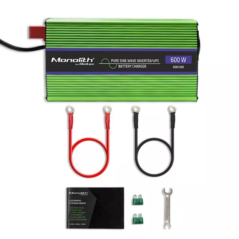 Automobilinis keitiklis Qoltec Monolith 600 W žalias 12 V