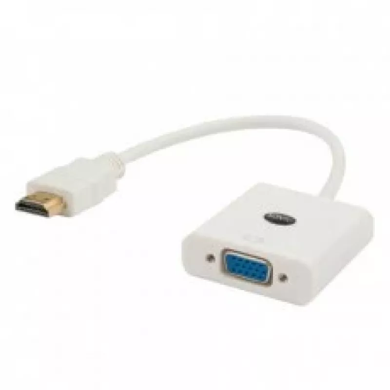 Adapteris HDMI (A) lizdas – VGA (D-Sub) kištukas SAVIO CL-201, baltas, 0,1 m, iki 1920×1200