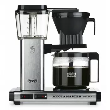 Lašelinė kavos virimo aparatas MOCCAMASTER KBG 741 — 1,25 L vandens bakas, 10 puodelių ąsotis, 1520 W, nerūdijantis plienas/juoda