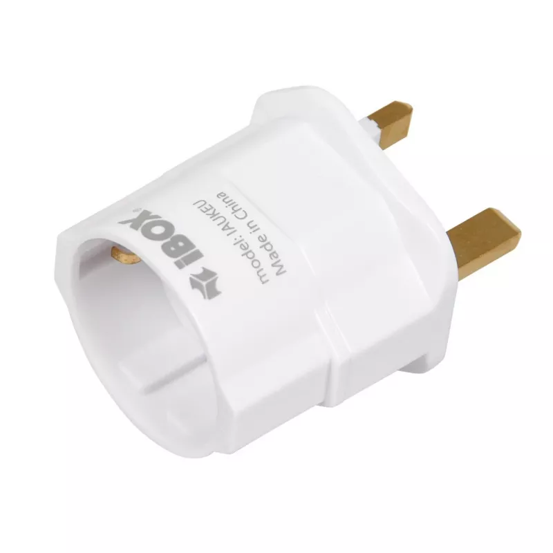 IBOX iaukeu maitinimo adapteris su keičiamais UK (G tipas) ir EU (E tipas) kištukais, 100–240V 50/60Hz, 7,5A, baltas
