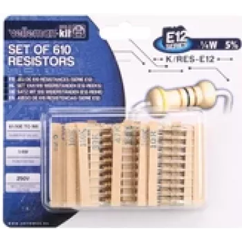 VELLEMAN K/RES-E12 - rezistorių rinkinys, E12 serija, 610 vnt. (K/RES-E12)