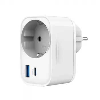 Gembird TA-ACPDQC20-01-W Universalus 20W USB įkroviklis su praėjimo kištukiniu lizdu, baltas