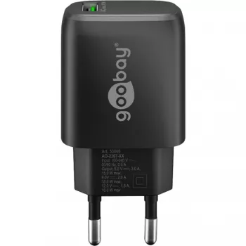 USB-A greitasis QC įkroviklis (18 W) (juodas)