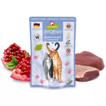 Šlapias ėdalas katėms Fox4Pets DeliCATessen Tuna and Duck 85 g pakelis, pilnavertis grūdų neturintis suaugusių kačių ėdalas