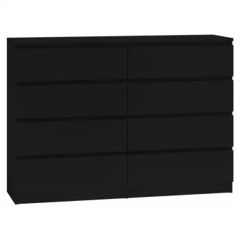 Komoda top e shop M8 140 CZERŃ – 8 stalčių, medžio drožlių plokštė, 1380×400×970 mm, juoda
