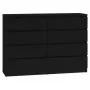 Komoda top e shop M8 140 CZERŃ – 8 stalčių, medžio drožlių plokštė, 1380×400×970 mm, juoda