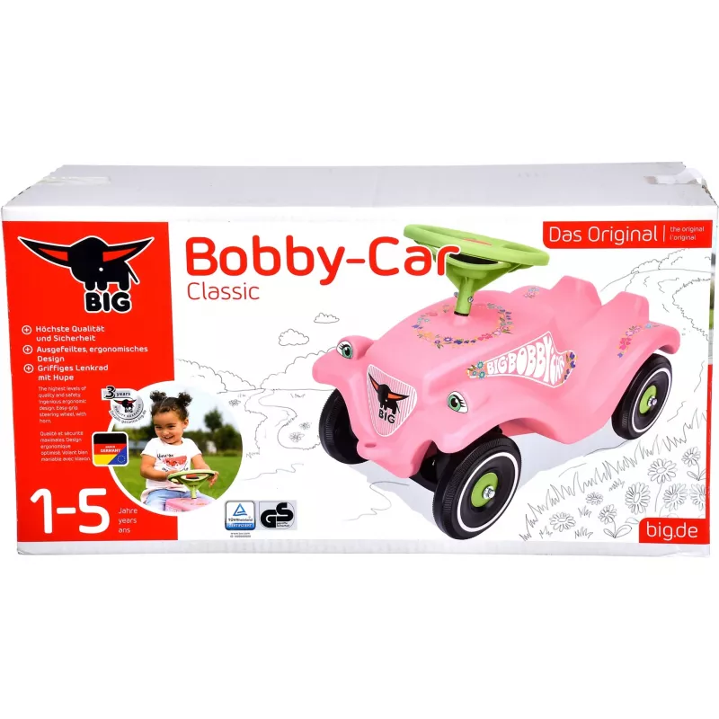 Bobby-Car-Classic Flower, Rutscher rožinė/šviesiai žalia