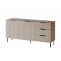 Komoda Cama Meble ALMERA 156×42×75 cm, riešutas/kreminė, 3 stalčiai, medžio drožlių plokštė