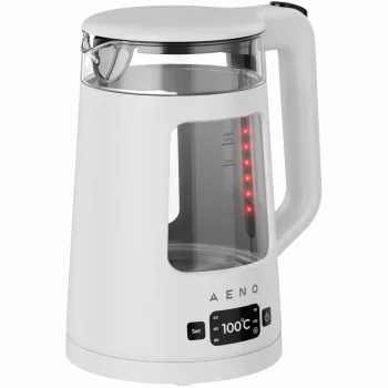 AENO elektrinis virdulys EK6: 1850-2200W, 2L, Strix, kvadratinis korpusas, permatomas dangtis, aukštai atsparus stiklas, LED apšvietimas, automatinis išsijungimas, apsauga nuo perdegimo