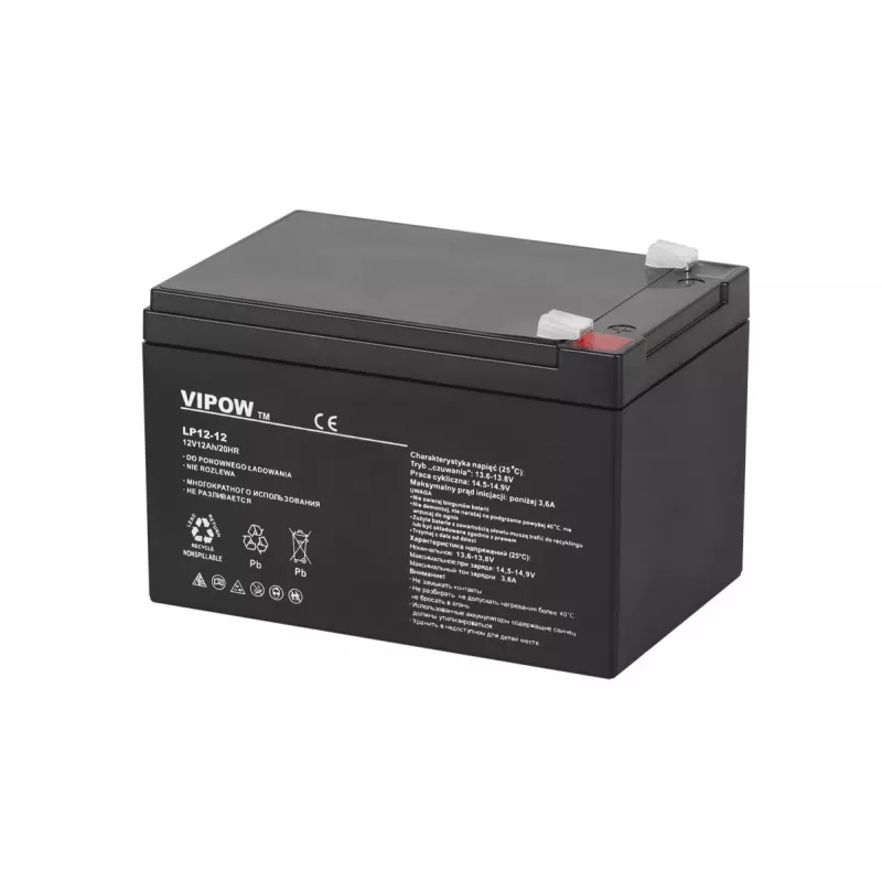 Sandarus švino-rūgšties akumuliatorius VIPOW BAT0216 12V 12Ah