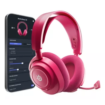 Ausinės STEELSERIES Arctis Nova 7X Wireless Gen 2 – belaidės, Bluetooth, uždengiančios ausis, lankeliu, 20–20000 Hz, 325 g, rausvai violetinė