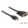 DeLOCK HDMI / DVI-D laidas, 2,0 m, triguba izoliacija, juodas, su varžteliais (85654)