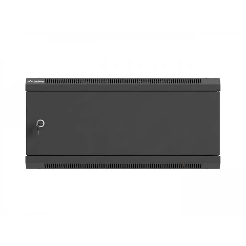 Sieninis 19 colių stelažo korpusas LANBERG 4U 600x450 mm juodas su metalinėmis durelėmis